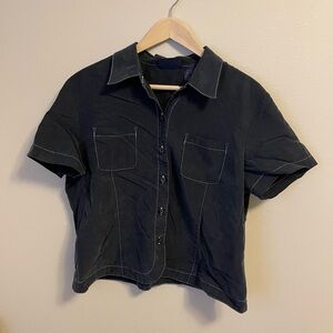 Liz Claiborne Crazy Horse - Black Casual Button Down Shirt - Petite XL